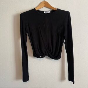 Hollister Cropped Black Ribbed Long Sleeve
